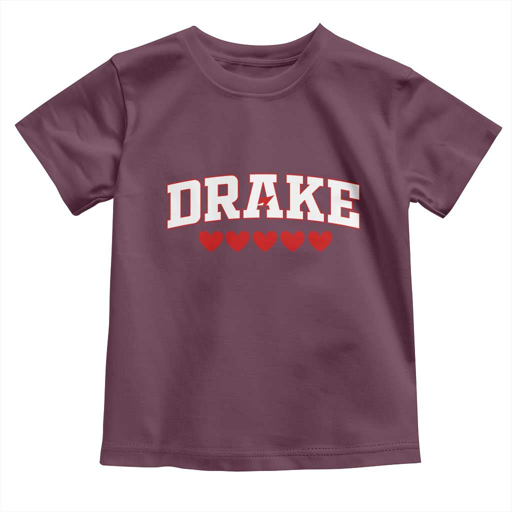 I Heart Drake Red Love Hearts Toddler T Shirt Football Fan Celebration TS02 Maroon Print Your Wear