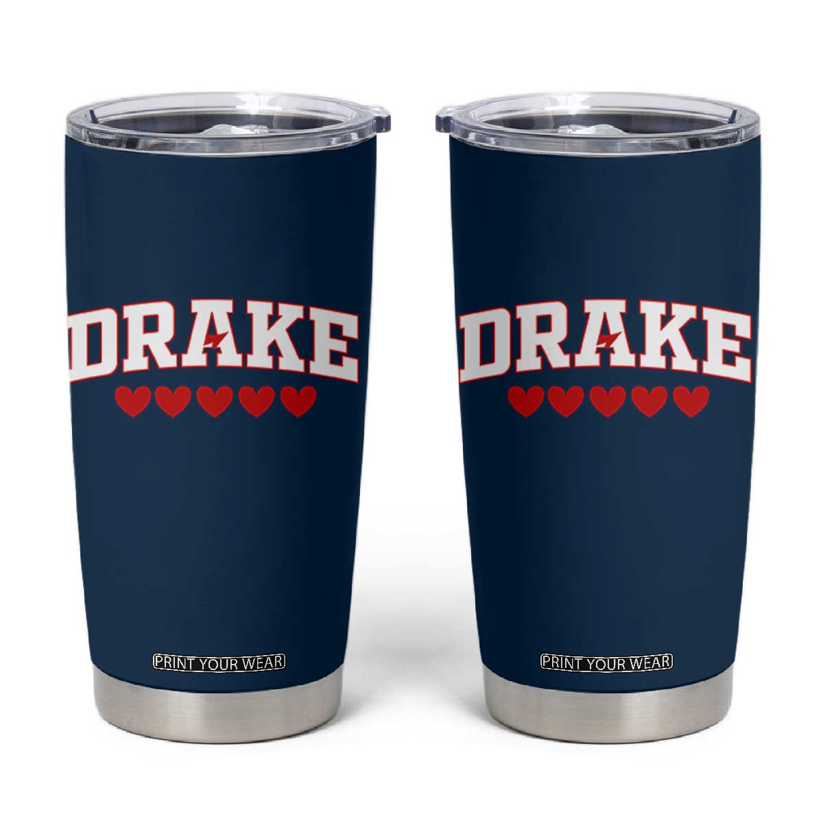 I Heart Drake Red Love Hearts Tumbler Cup Football Fan Celebration TS02 Navy Print Your Wear