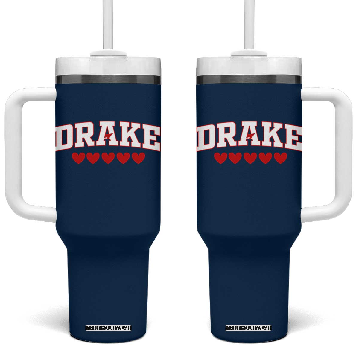 I Heart Drake Red Love Hearts Tumbler With Handle Football Fan Celebration TS02 One Size: 40 oz Navy Print Your Wear