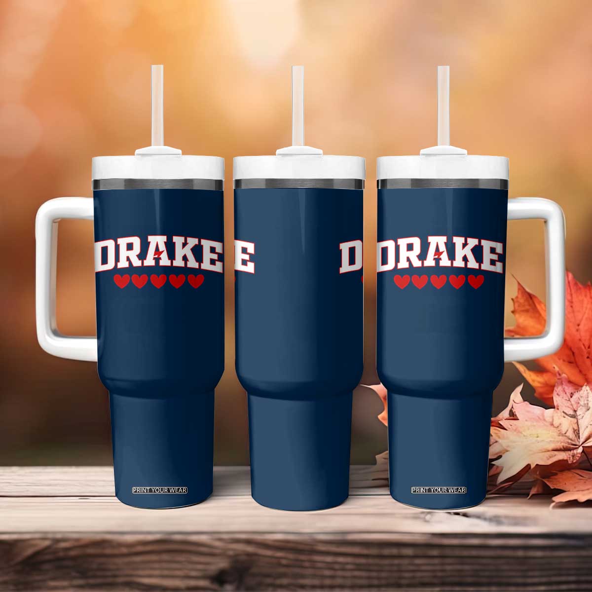 I Heart Drake Red Love Hearts Tumbler With Handle Football Fan Celebration TS02 Print Your Wear