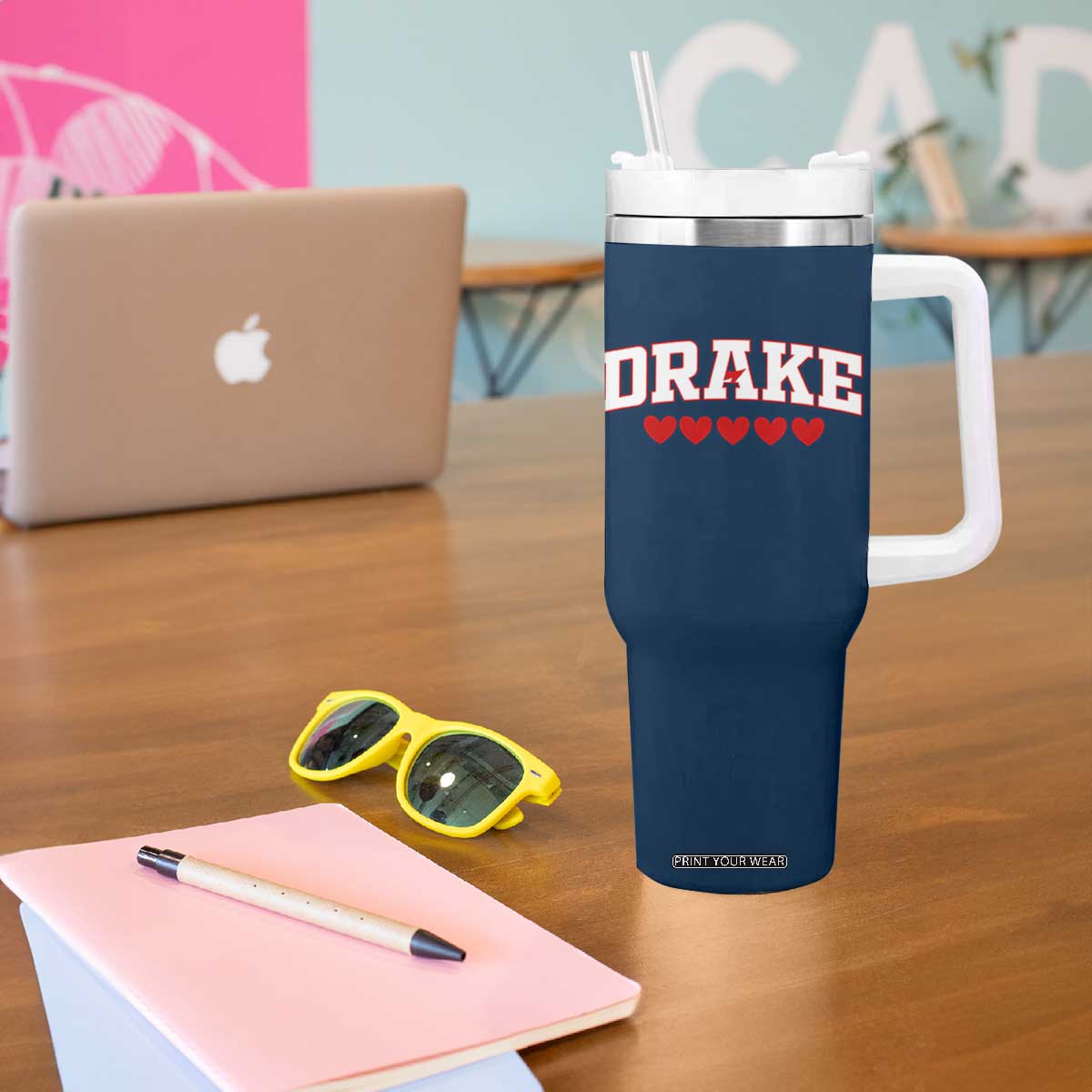 I Heart Drake Red Love Hearts Tumbler With Handle Football Fan Celebration TS02 Print Your Wear