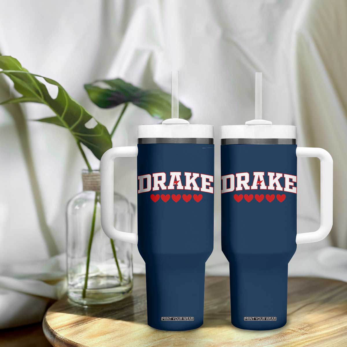 I Heart Drake Red Love Hearts Tumbler With Handle Football Fan Celebration TS02 Print Your Wear