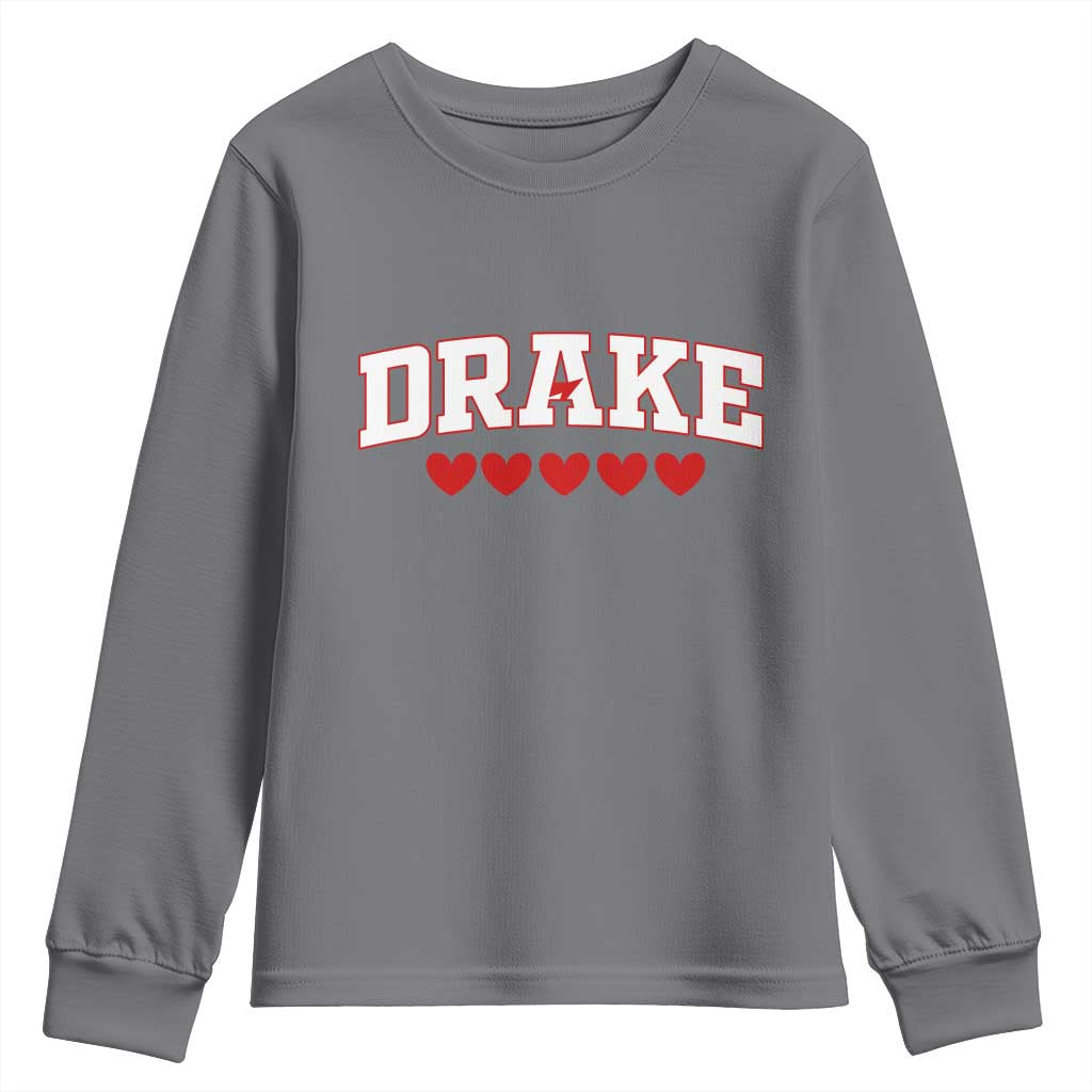 I Heart Drake Red Love Hearts Youth Sweatshirt Football Fan Celebration TS02 Charcoal Print Your Wear