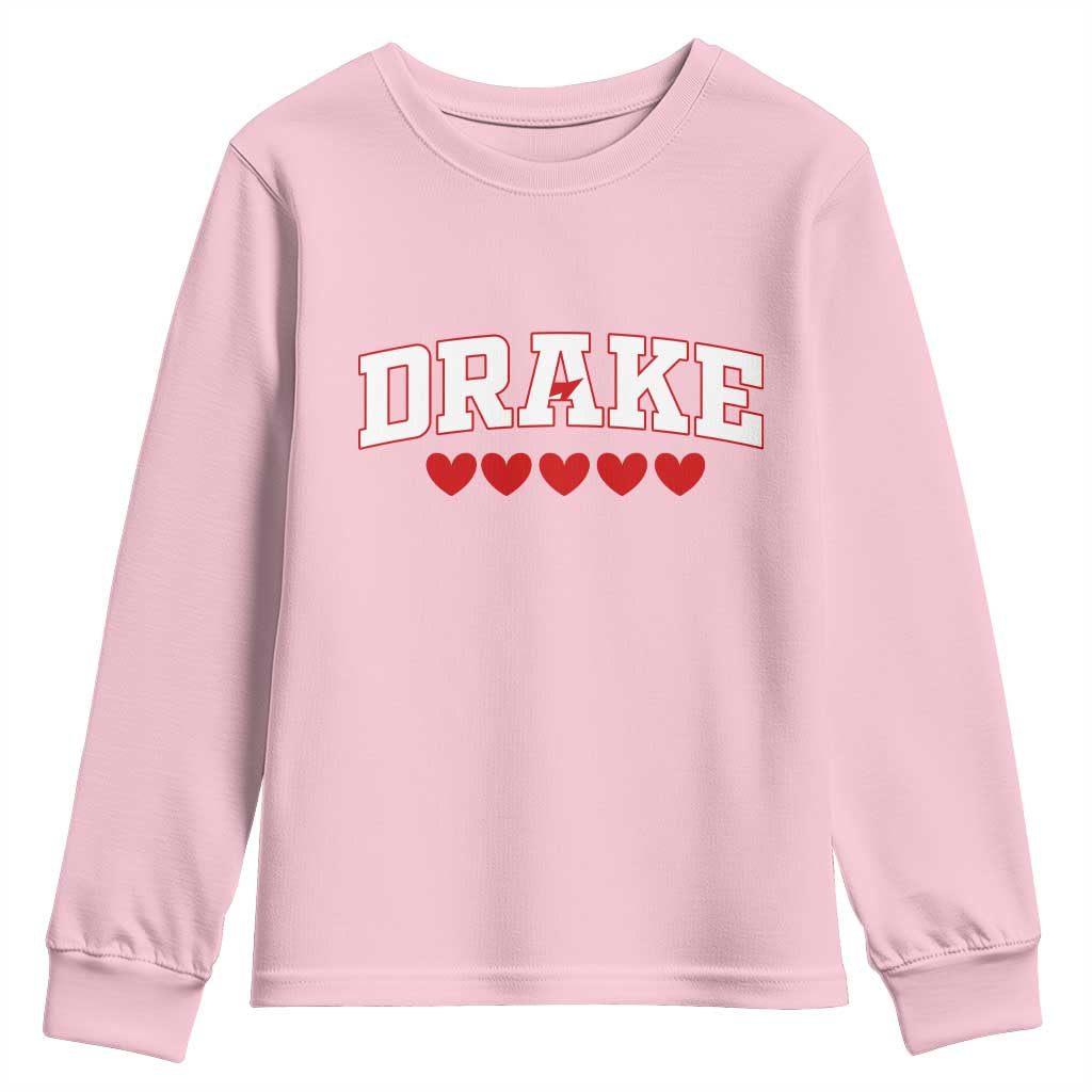I Heart Drake Red Love Hearts Youth Sweatshirt Football Fan Celebration TS02 Light Pink Print Your Wear