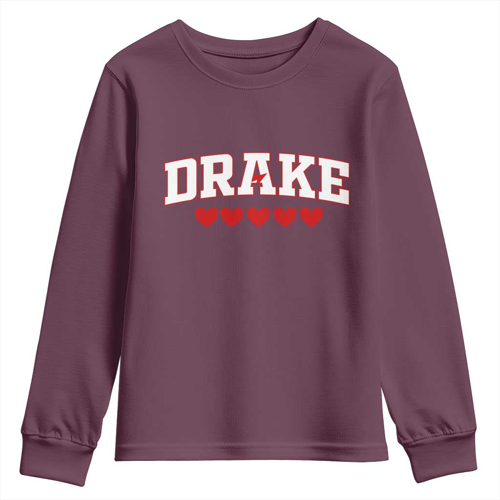 I Heart Drake Red Love Hearts Youth Sweatshirt Football Fan Celebration TS02 Maroon Print Your Wear