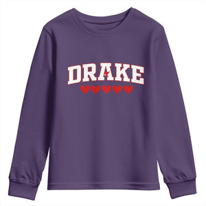 I Heart Drake Red Love Hearts Youth Sweatshirt Football Fan Celebration TS02 Purple Print Your Wear