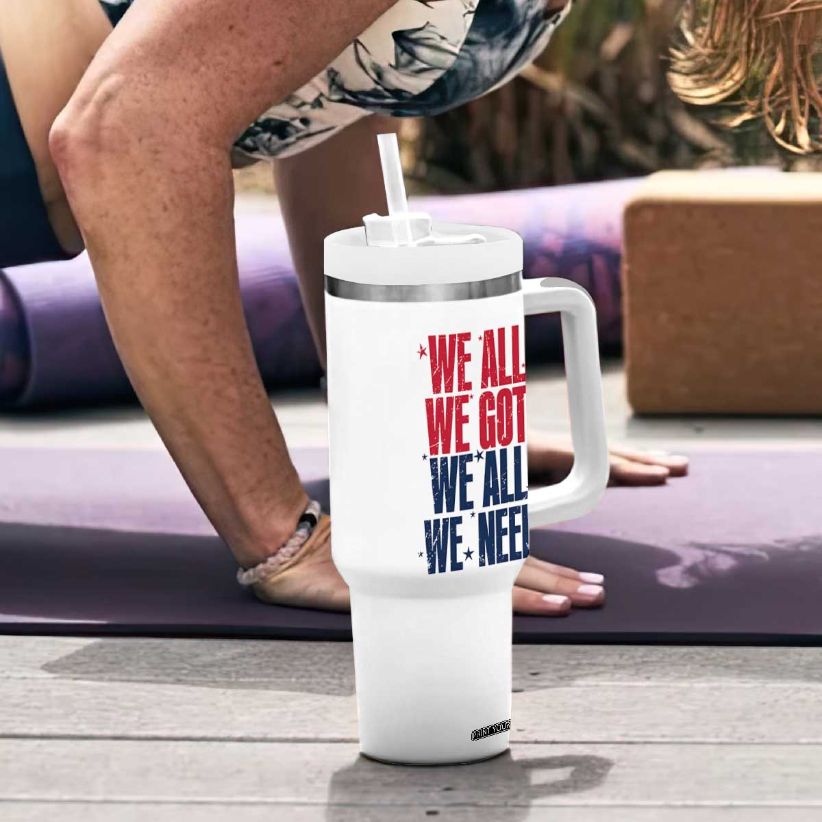 We All We Got We All We Need Patriots Tumbler With Handle Red and Blue Sports Fan Chant TS02 Print Your Wear