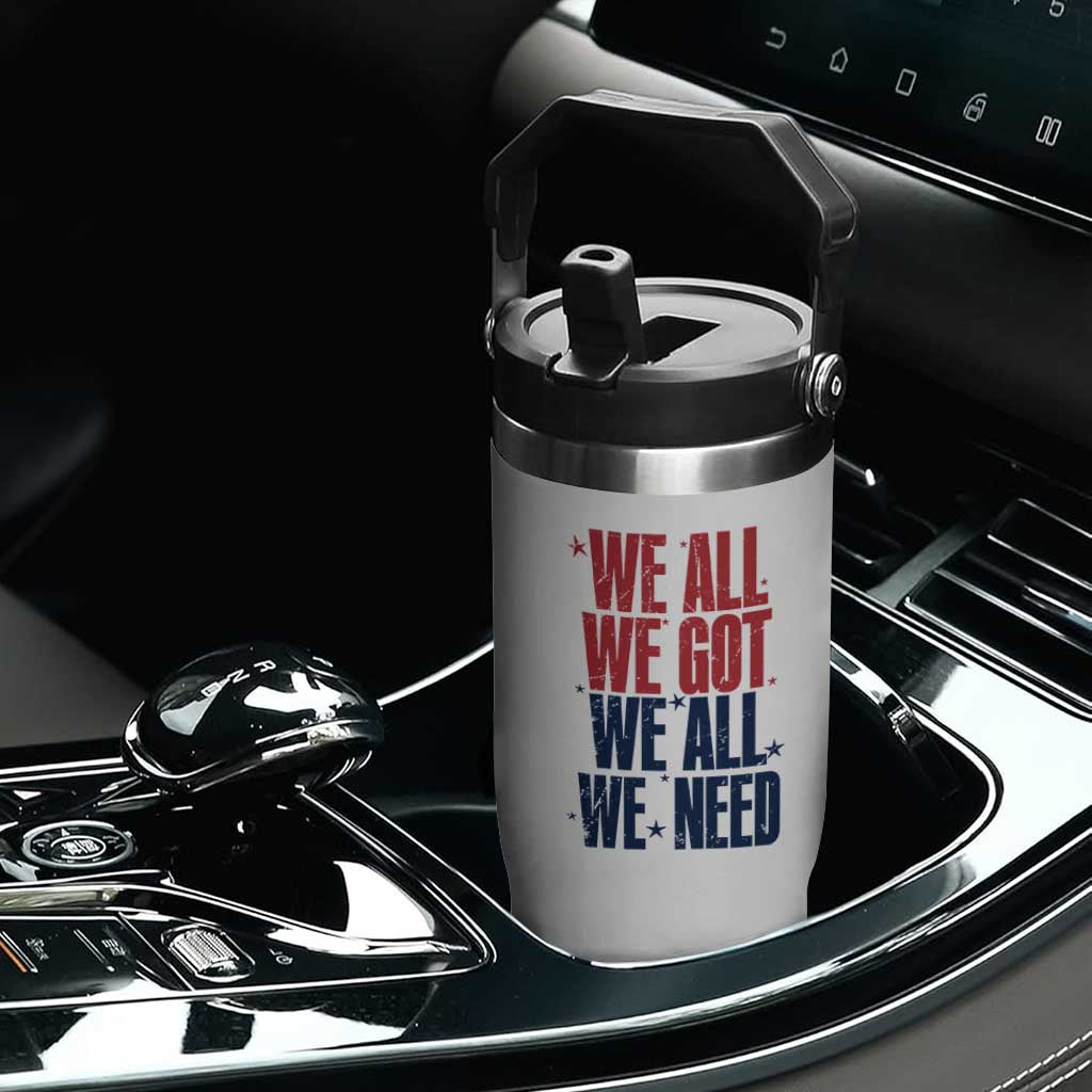 We All We Got We All We Need Patriots Flip Straw Tumbler Red and Blue Sports Fan Chant TS02 Print Your Wear