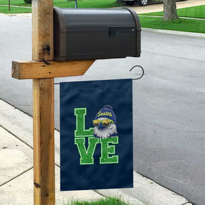 Seattle LOVE Hawk Graphic Garden Flag Blue and Green Game Day Sports Fan TS02 Print Your Wear