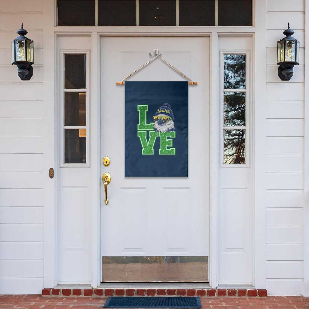 Seattle LOVE Hawk Graphic Garden Flag Blue and Green Game Day Sports Fan TS02 Print Your Wear