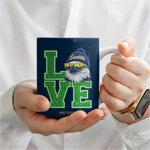 Seattle LOVE Hawk Graphic Coffee Mug Blue and Green Game Day Sports Fan TS02 Print Your Wear