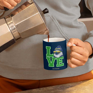 Seattle LOVE Hawk Graphic Coffee Mug Blue and Green Game Day Sports Fan TS02 Print Your Wear