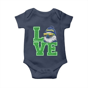Seattle LOVE Hawk Graphic Baby Onesie Blue and Green Game Day Sports Fan TS02 Navy Print Your Wear