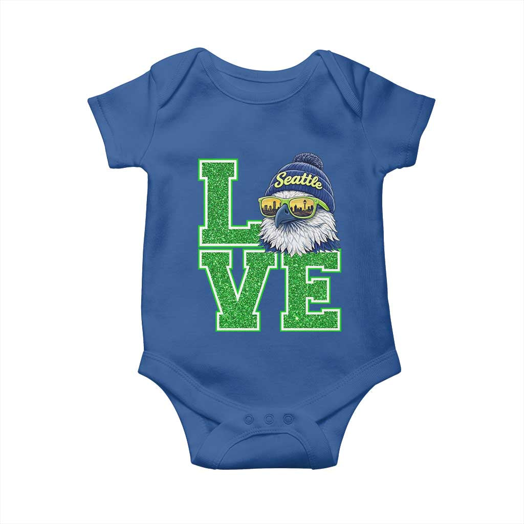 Seattle LOVE Hawk Graphic Baby Onesie Blue and Green Game Day Sports Fan TS02 Royal Blue Print Your Wear