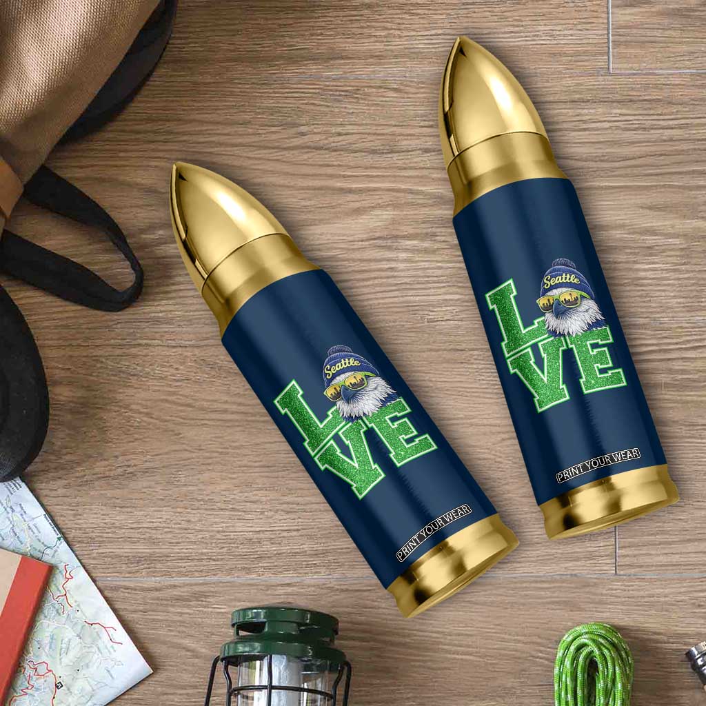 Seattle LOVE Hawk Graphic Bullet Tumbler Blue and Green Game Day Sports Fan TS02 Print Your Wear