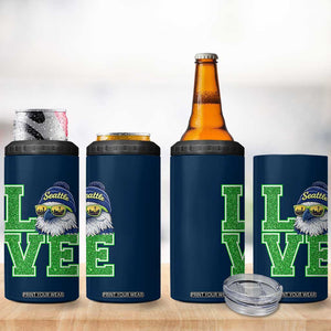 Seattle LOVE Hawk Graphic 4 in 1 Can Cooler Tumbler Blue and Green Game Day Sports Fan TS02 Print Your Wear