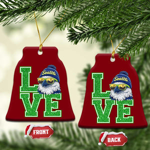Seattle LOVE Hawk Graphic Ceramic Ornament Blue and Green Game Day Sports Fan TS02 Print Your Wear
