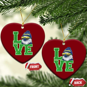 Seattle LOVE Hawk Graphic Ceramic Ornament Blue and Green Game Day Sports Fan TS02 Print Your Wear