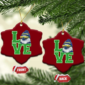 Seattle LOVE Hawk Graphic Ceramic Ornament Blue and Green Game Day Sports Fan TS02 Print Your Wear