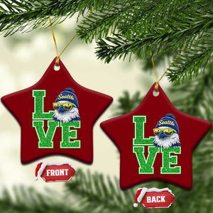 Seattle LOVE Hawk Graphic Ceramic Ornament Blue and Green Game Day Sports Fan TS02 Print Your Wear