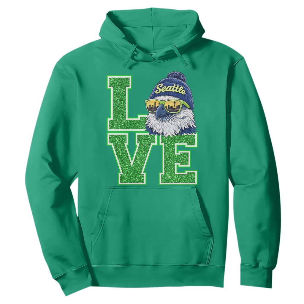 Seattle LOVE Hawk Graphic Hoodie Blue and Green Game Day Sports Fan TS02 Irish Green Print Your Wear