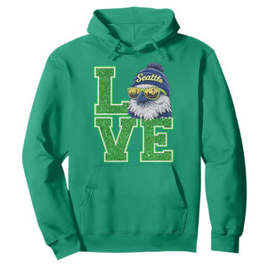 Seattle LOVE Hawk Graphic Hoodie Blue and Green Game Day Sports Fan TS02 Irish Green Print Your Wear