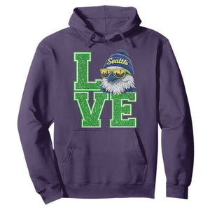 Seattle LOVE Hawk Graphic Hoodie Blue and Green Game Day Sports Fan TS02 Purple Print Your Wear