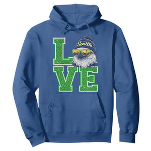 Seattle LOVE Hawk Graphic Hoodie Blue and Green Game Day Sports Fan TS02 Royal Blue Print Your Wear