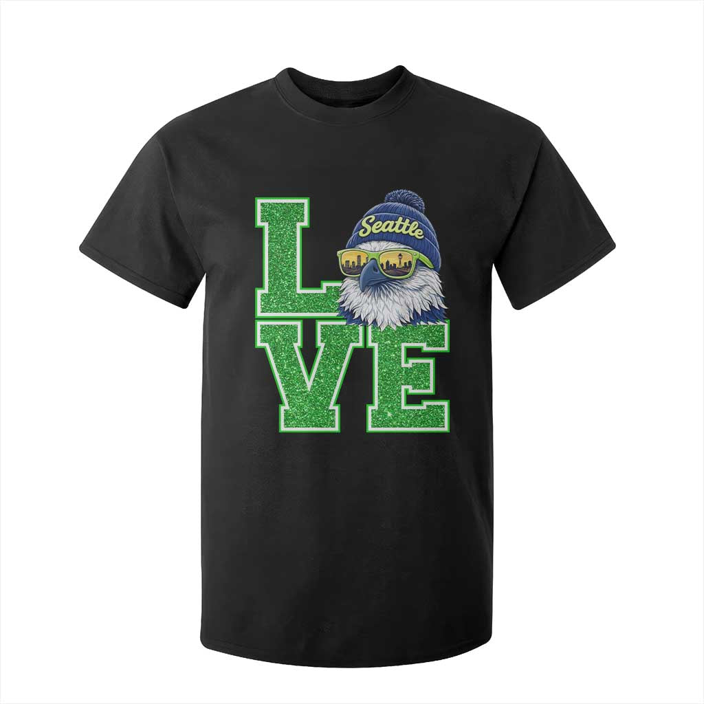 Seattle LOVE Hawk Graphic T Shirt For Kid Blue and Green Game Day Sports Fan TS02 Black Print Your Wear