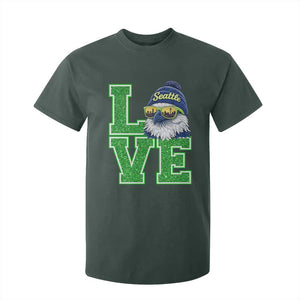 Seattle LOVE Hawk Graphic T Shirt For Kid Blue and Green Game Day Sports Fan TS02 Dark Forest Green Print Your Wear