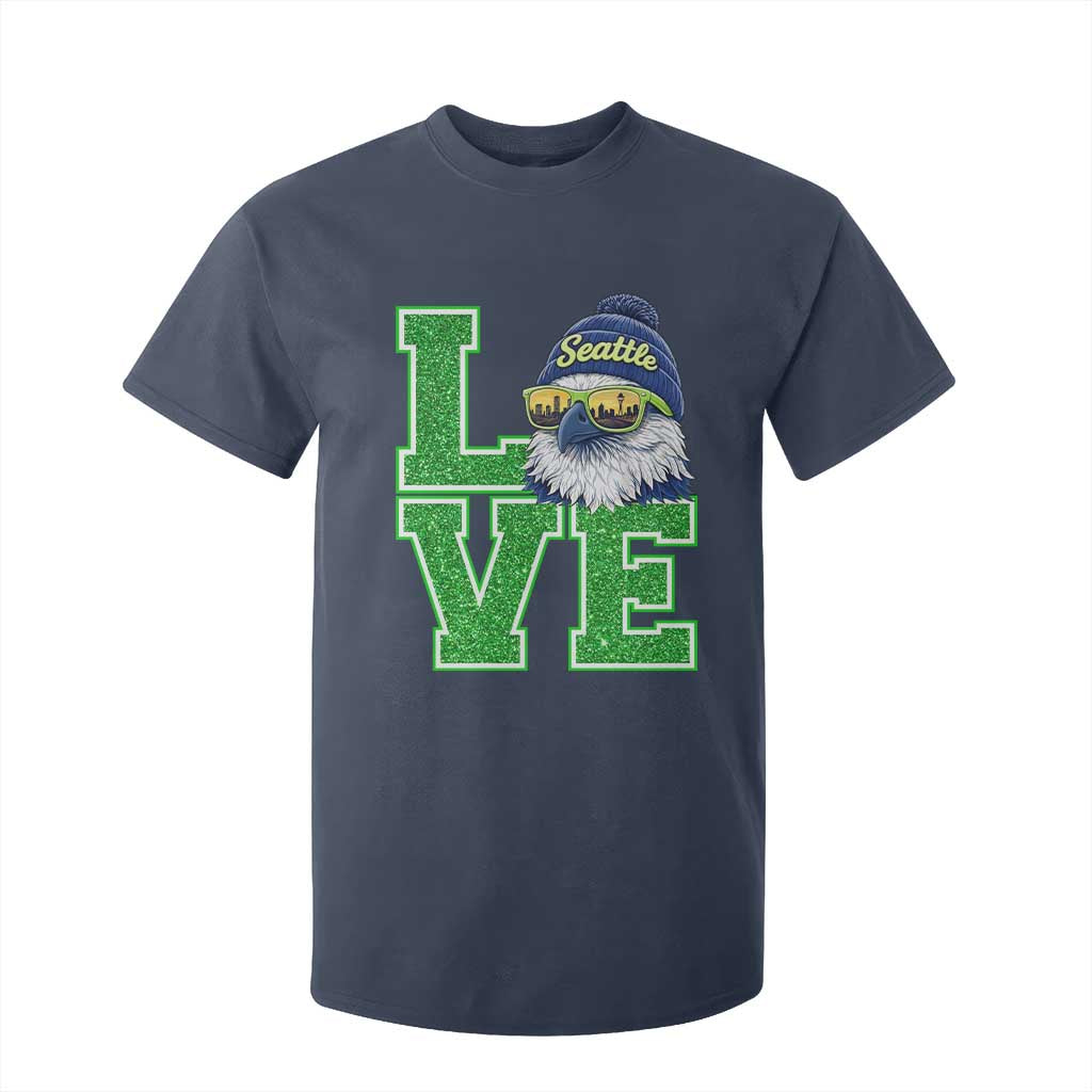 Seattle LOVE Hawk Graphic T Shirt For Kid Blue and Green Game Day Sports Fan TS02 Navy Print Your Wear