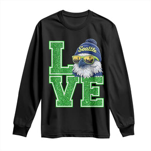 Seattle LOVE Hawk Graphic Long Sleeve Shirt Blue and Green Game Day Sports Fan TS02 Black Print Your Wear