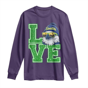 Seattle LOVE Hawk Graphic Long Sleeve Shirt Blue and Green Game Day Sports Fan TS02 Purple Print Your Wear