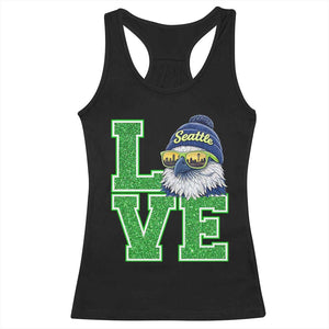 Seattle LOVE Hawk Graphic Racerback Tank Top Blue and Green Game Day Sports Fan TS02 Black Print Your Wear