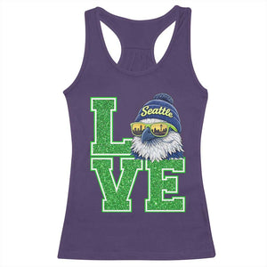 Seattle LOVE Hawk Graphic Racerback Tank Top Blue and Green Game Day Sports Fan TS02 Purple Print Your Wear