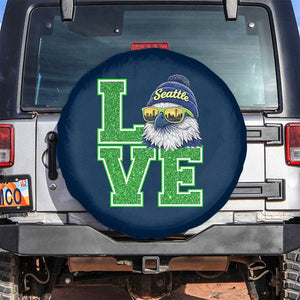 Seattle LOVE Hawk Graphic Spare Tire Cover Blue and Green Game Day Sports Fan TS02 No hole Navy Print Your Wear