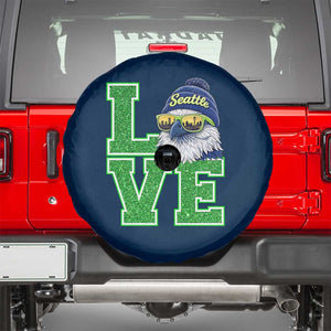 Seattle LOVE Hawk Graphic Spare Tire Cover Blue and Green Game Day Sports Fan TS02 Navy Print Your Wear