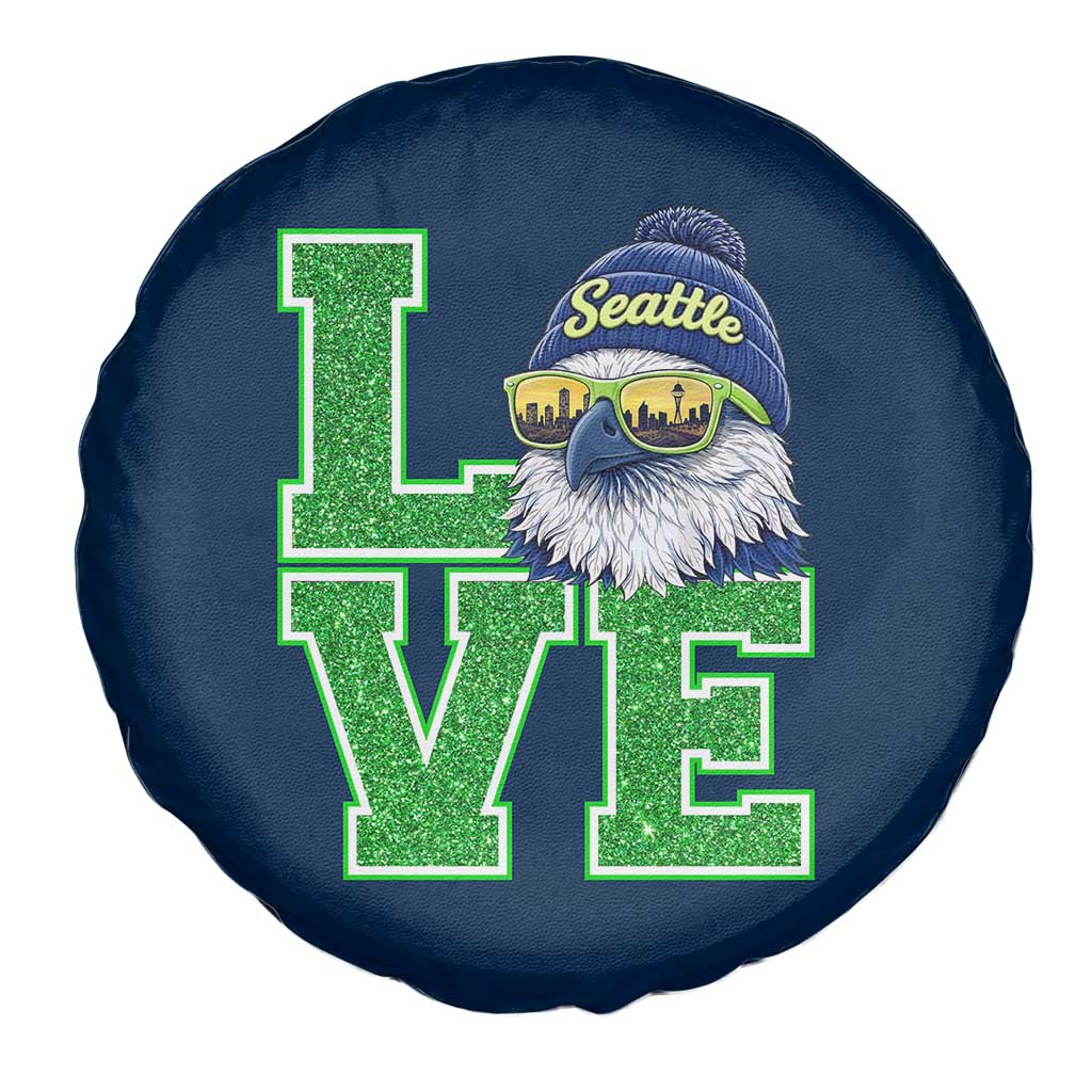 Seattle LOVE Hawk Graphic Spare Tire Cover Blue and Green Game Day Sports Fan TS02 Print Your Wear