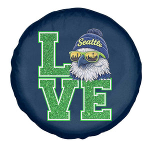 Seattle LOVE Hawk Graphic Spare Tire Cover Blue and Green Game Day Sports Fan TS02 Print Your Wear