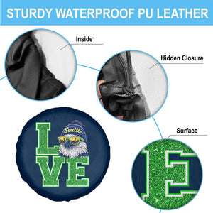 Seattle LOVE Hawk Graphic Spare Tire Cover Blue and Green Game Day Sports Fan TS02 Print Your Wear