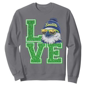 Seattle LOVE Hawk Graphic Sweatshirt Blue and Green Game Day Sports Fan TS02 Charcoal Print Your Wear