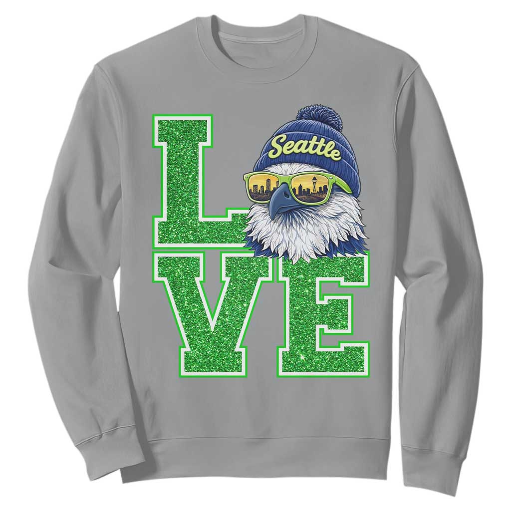 Seattle LOVE Hawk Graphic Sweatshirt Blue and Green Game Day Sports Fan TS02 Sport Gray Print Your Wear