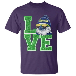 Seattle LOVE Hawk Graphic T Shirt Blue and Green Game Day Sports Fan TS02 Purple Print Your Wear