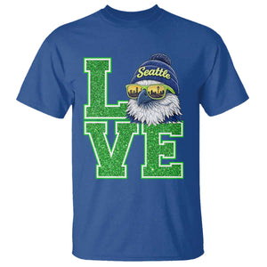 Seattle LOVE Hawk Graphic T Shirt Blue and Green Game Day Sports Fan TS02 Royal Blue Print Your Wear