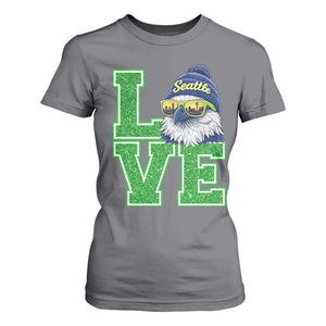 Seattle LOVE Hawk Graphic T Shirt For Women Blue and Green Game Day Sports Fan TS02 Charcoal Print Your Wear