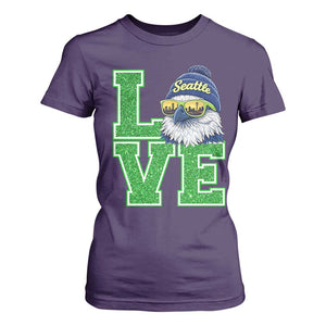 Seattle LOVE Hawk Graphic T Shirt For Women Blue and Green Game Day Sports Fan TS02 Purple Print Your Wear