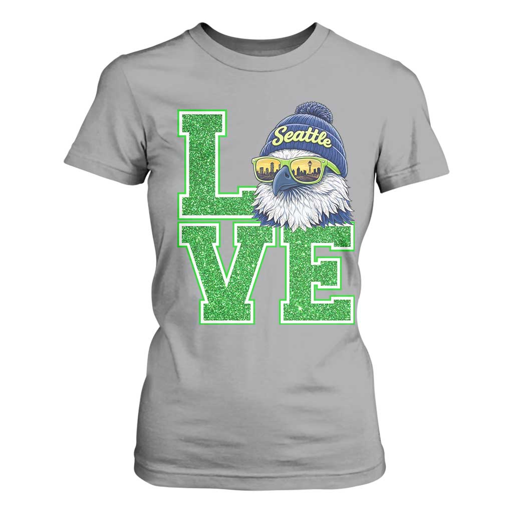 Seattle LOVE Hawk Graphic T Shirt For Women Blue and Green Game Day Sports Fan TS02 Sport Gray Print Your Wear
