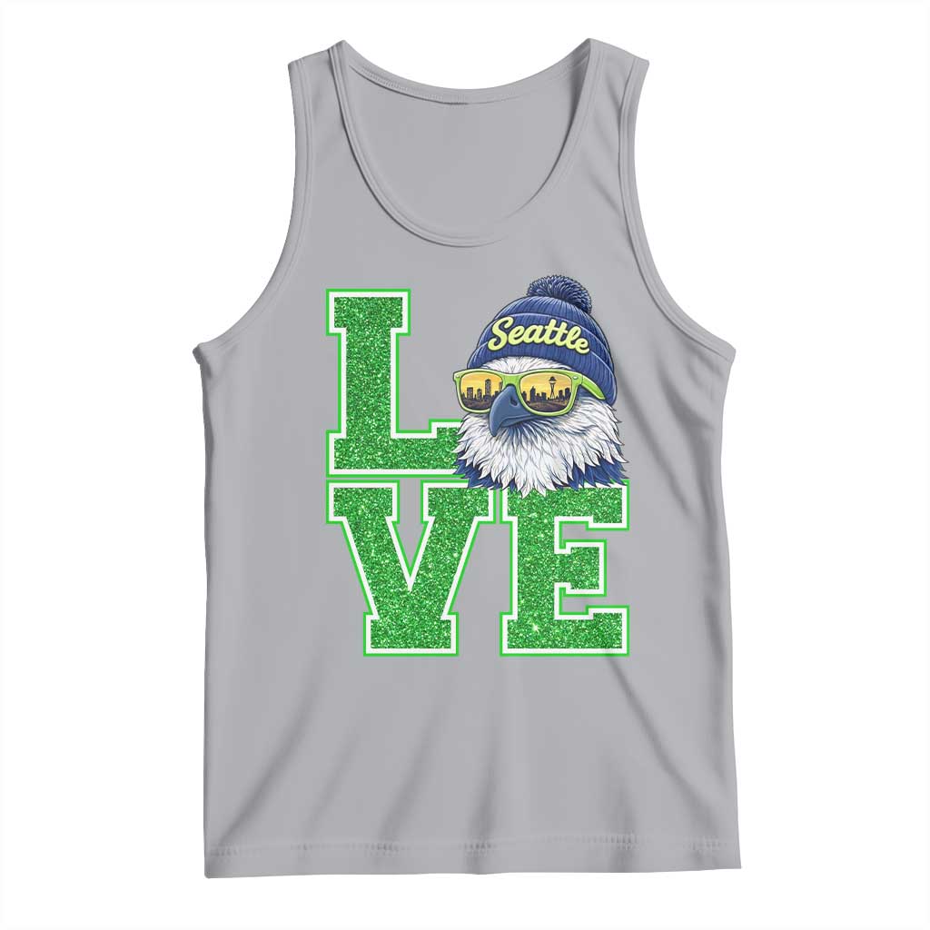 Seattle LOVE Hawk Graphic Tank Top Blue and Green Game Day Sports Fan TS02 Athletic Heather Print Your Wear