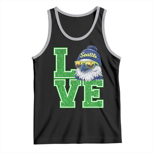 Seattle LOVE Hawk Graphic Tank Top Blue and Green Game Day Sports Fan TS02 Black Athletic Heather Print Your Wear