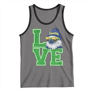 Seattle LOVE Hawk Graphic Tank Top Blue and Green Game Day Sports Fan TS02 Deep Heather Black Print Your Wear